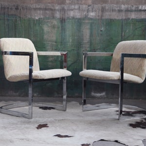 Postmodern Milo Baughman Chrome Cantilever Chair Post Modern Design Two Set PAIR Avail sold individually Mid Century MCM Hollywood Regency image 4