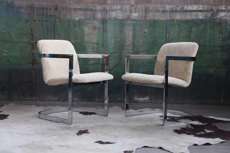 Postmodern Milo Baughman Chrome Cantilever Chair Post Modern Design Two Set PAIR Avail sold individually Mid Century MCM Hollywood Regency image 4