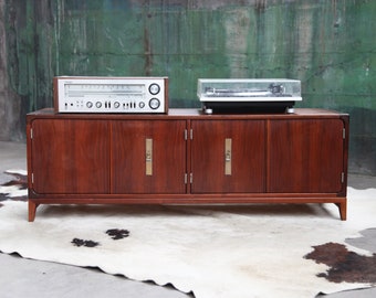 SOLD**STUNNING, RARE Mid Century John Keal for Brown-Saltman Low Credenza Cabinet Vinyl Records Buffet Console Cabinet McM