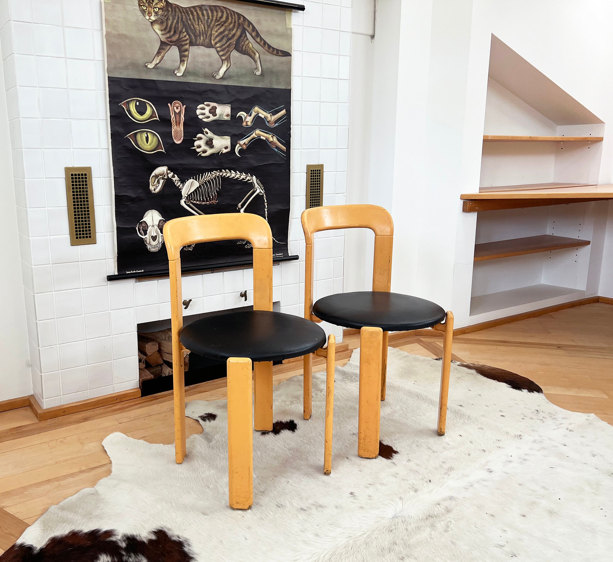 Postmodern 1970s Pair of 2 Chairs by Bruno Rey for Dietiker, 1970s