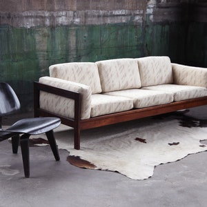 RARE Bastiano Sofa by Tobia Scarpa for Knoll in Rosewood with Knoll textiles upholstered cushions Fully customizable avail. MCM Postmodern image 4