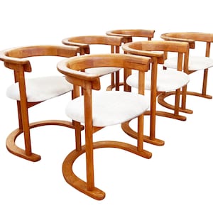 80er Jahre Post Modern Tobia und Afra Scarpa Style Brutalist MCM Buche SET von 6 Esszimmerstuhl- 6 Stück