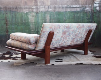 Mid Century Danish Modern Teak Long Gondola Sofa DENMARK Loveseat Adrian Pearsall style Scandinavian