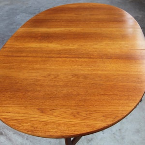 HOLD Mid Century Danish Modern Teak Oval Table with drop down leavesConsole Table also beautiful wood grain mcm Scandinavian Denmark image 5