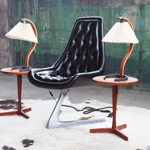 SOLD Black Tufted Vladimir Kagan Sculpta Star Trek Unicorn Swivel Chair With Steel V Base by Chromcraft, 1966 image 10