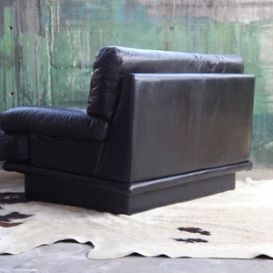 COOL POSTMODERN Italian Nicoletti Salotti RARE Plinth Base Black Leather Lounge Chair Mid Century Modern 70s 80s McM Modernist Miami McM image 7