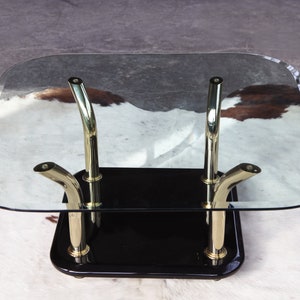Stunning Karl Springer style Post Modern Miami Regency Hollywood Regency Mid Century glass Lucite Brass coffee cocktail table MCM Designer 画像 7