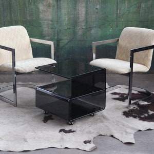 Postmodern Milo Baughman Chrome Cantilever Chair Post Modern Design Two Set PAIR Avail sold individually Mid Century MCM Hollywood Regency image 8