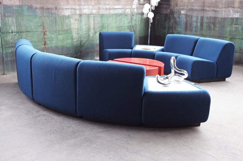 SOLDPOSTMODERN Stunning Modular Sculptural Nine pc curvlinear MCM Modernist Tappo sectional by John Mascheroni for Vecta, Italy, Steelcase image 7