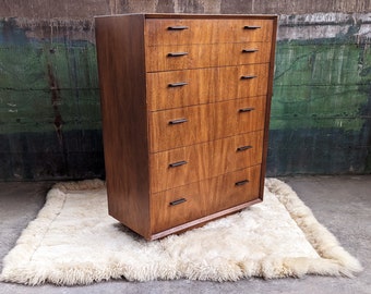 Mid Century Modern Brutalist Lane Furniture 1970s Tallboy Dresser Storage