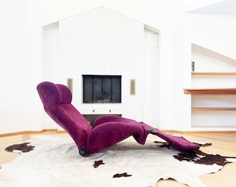 V.COOL Purple Suede Cassina 111 Wink Chaise Lounge by Toshiyuki Kita JAPAN ITALY Italian Design