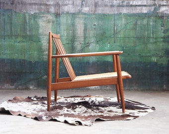 SLEEK Sculptural Mid Century Danish Style Walnut Lounge Chair Frame in the Manner of Milo Baughman-- Chair 2