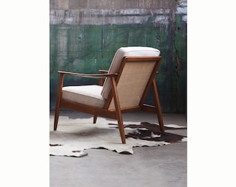 GORGEOUS Sculptural Mid Century Folke Ohlsson Kofod Larsen style Danish Modern Lounge Chair stunning Wood (ONE left)