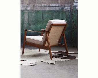 GORGEOUS Sculptural Mid Century Folke Ohlsson Kofod Larsen style Danish Modern Lounge Chair stunning Wood (ONE LEFT)