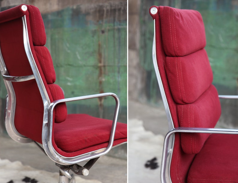 1980s Eames Herman Miller Aluminum Soft Pad Reclining Height Adjustable Executive Lounge Chairs Set of 5 image 3