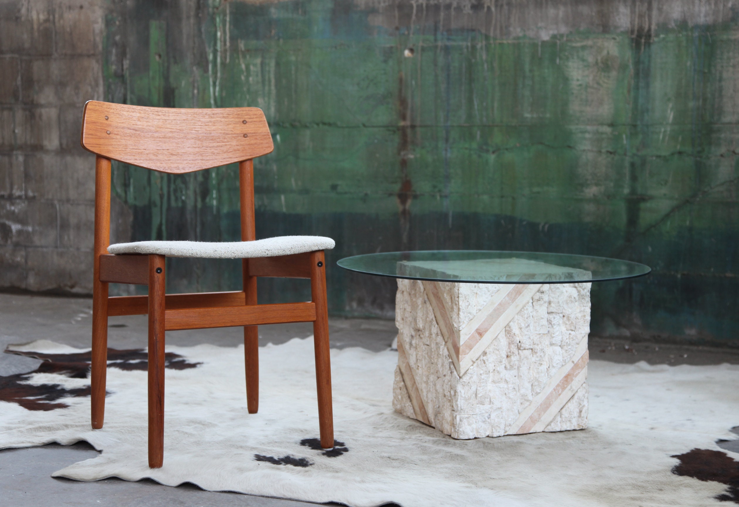 RARE Tessellated Stone Table W/ Inlays Maitland Smith Travertine