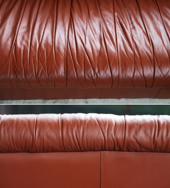 Sold EXCELLENT POSTMODERN Brown Sofa Leather Large Loveseat Post