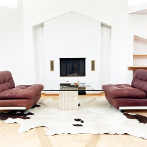 1970s Brown Leather Amanta Modular Lounge Chair by Mario Bellini for C&b Italia, White Frame, One Chair