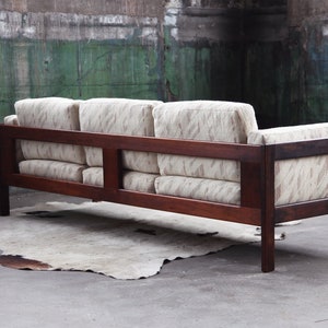 RARE Bastiano Sofa by Tobia Scarpa for Knoll in Rosewood with Knoll textiles upholstered cushions Fully customizable avail. MCM Postmodern image 1