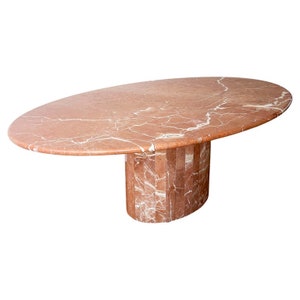 SOLD *** INCREDIBLE Postmodern Pink / White Italian Solid Marble Oval Dining Table, Italy, 1970s