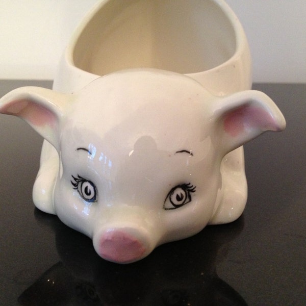 Vintage Ceramic Pig Planter / Soap Dish / Scrubby Holder