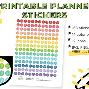 Rainbow To Do Dot Stickers: Mini Circle Planner Stickers (Printable)