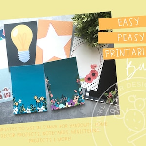 Paquete de imprimibles Easy Peasy: plantillas de Canva para la Iglesia y el hogar