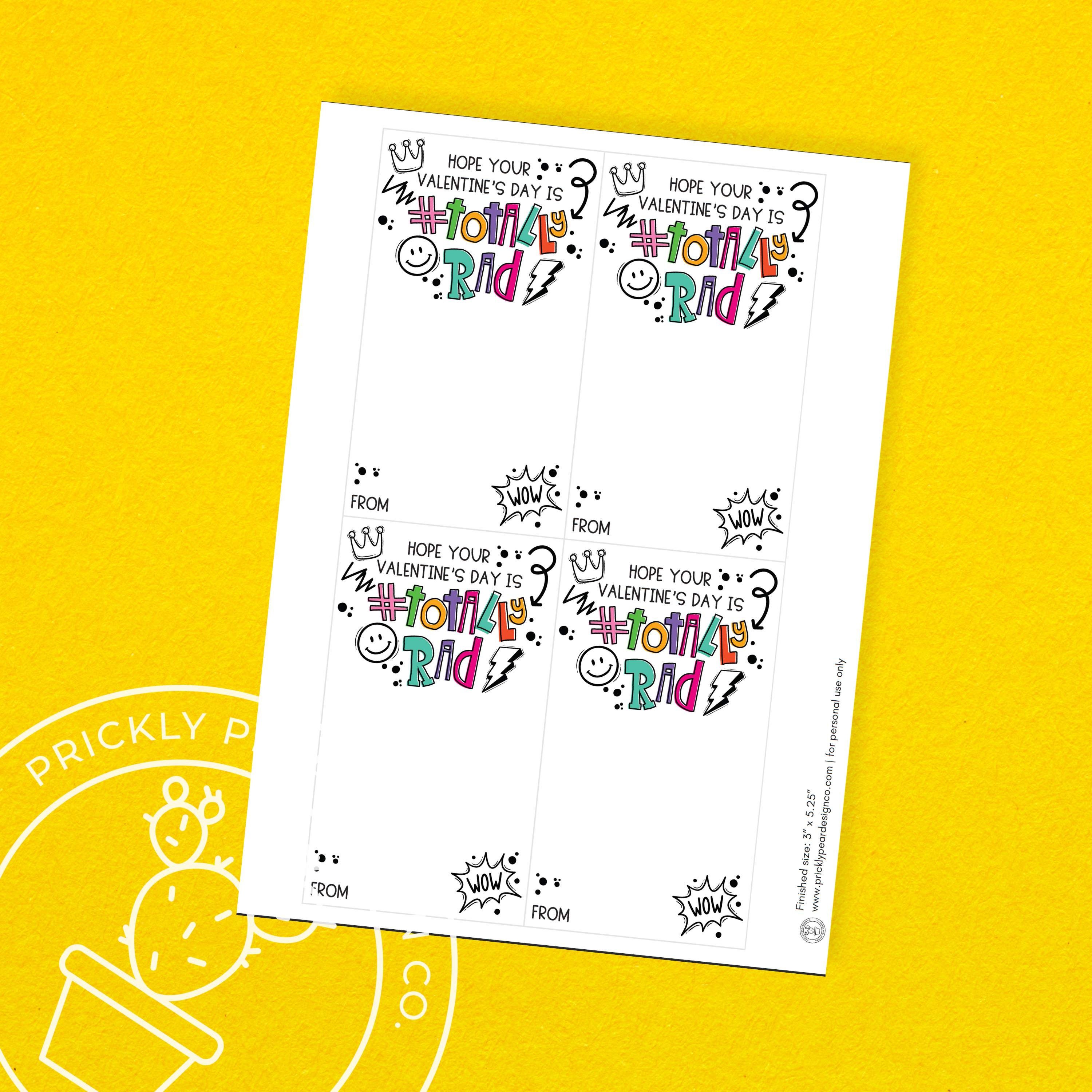 Totally Rad Skateboard Valentines Card, Valentine Tag, Kids Classroom ...