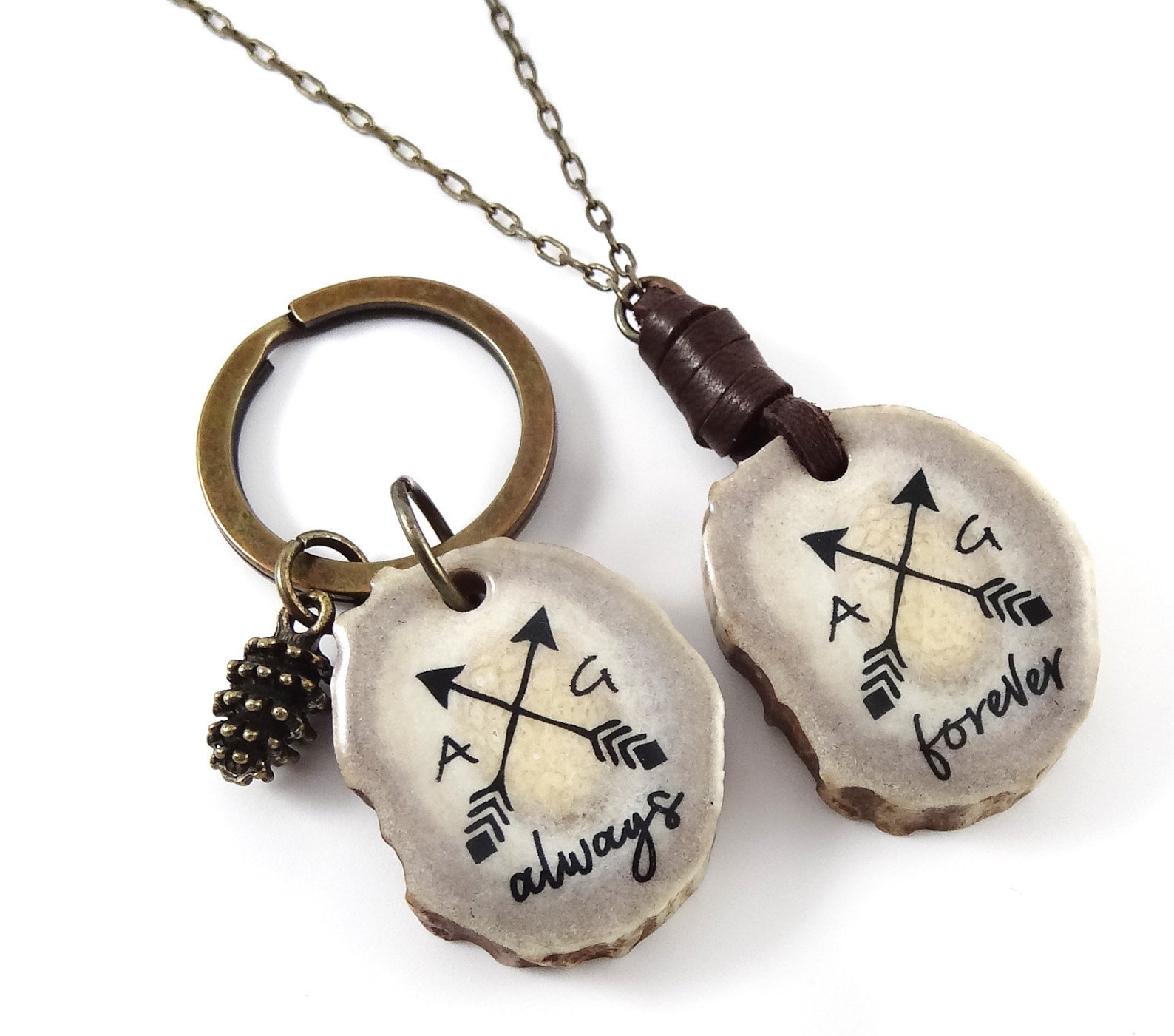 Personalized Keychain Necklace Set Couple Anniversary Etsy