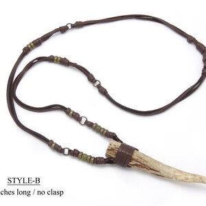 Deer Antler Tip Necklace Leather Wrapped Horn Pendant Boho Gypsy image 6