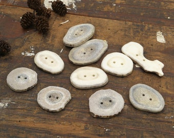 Natural Deer Antler Buttons - Small Medium Large Mix Set