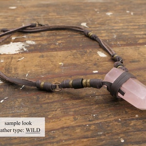 Deer Antler Tip Necklace Leather Wrapped Horn Pendant Boho Gypsy image 9