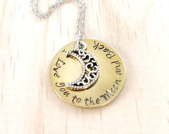 I LOVE YOU To the Moon and Back, Necklace for Mom, Gift for Mom, Mother Daughter Gift, Gift for Daughter, Necklace for Daughter, Easter Gift