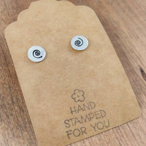 Silver Stud Earrings, Swirl Earrings, Small Earrings, Dainty Earrings, Hand Stamped Earrings, coil Earrings, Small silver Earrings