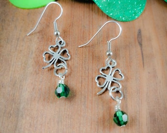 Four Leaf Clover Earrings, St. Patrick's Day Earrings, St. Patrick's Day Jewelry, Shamrock Jewelry, Four Leaf Clover Jewelry