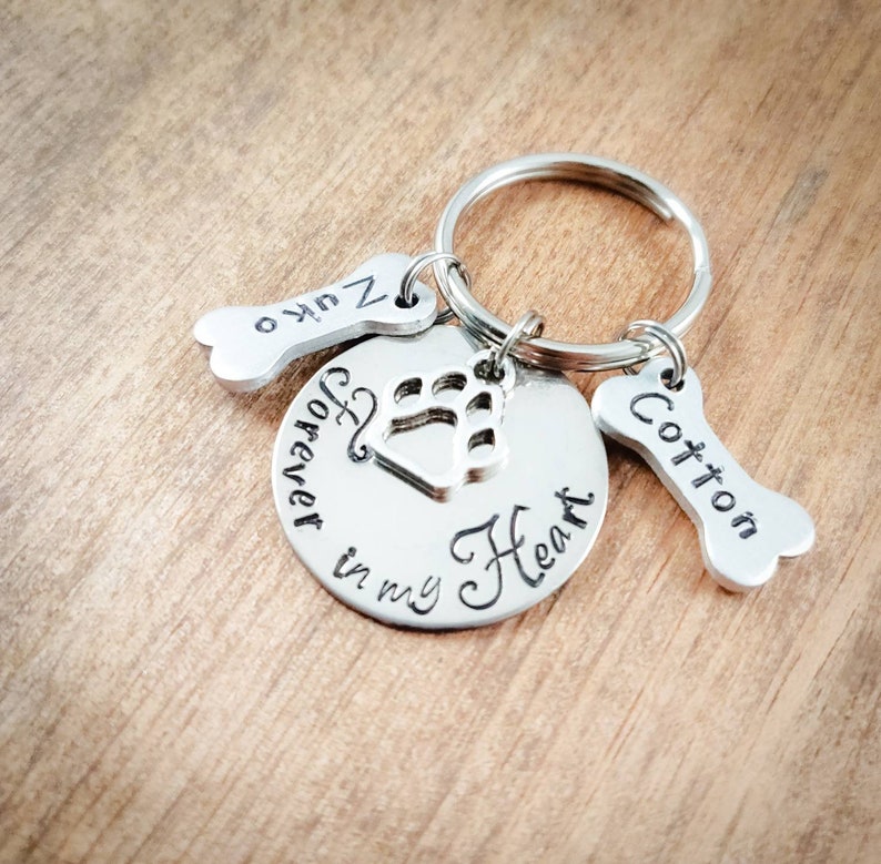 Dog Memorial Keychain Keychain With Dog Names Dog Name Etsy