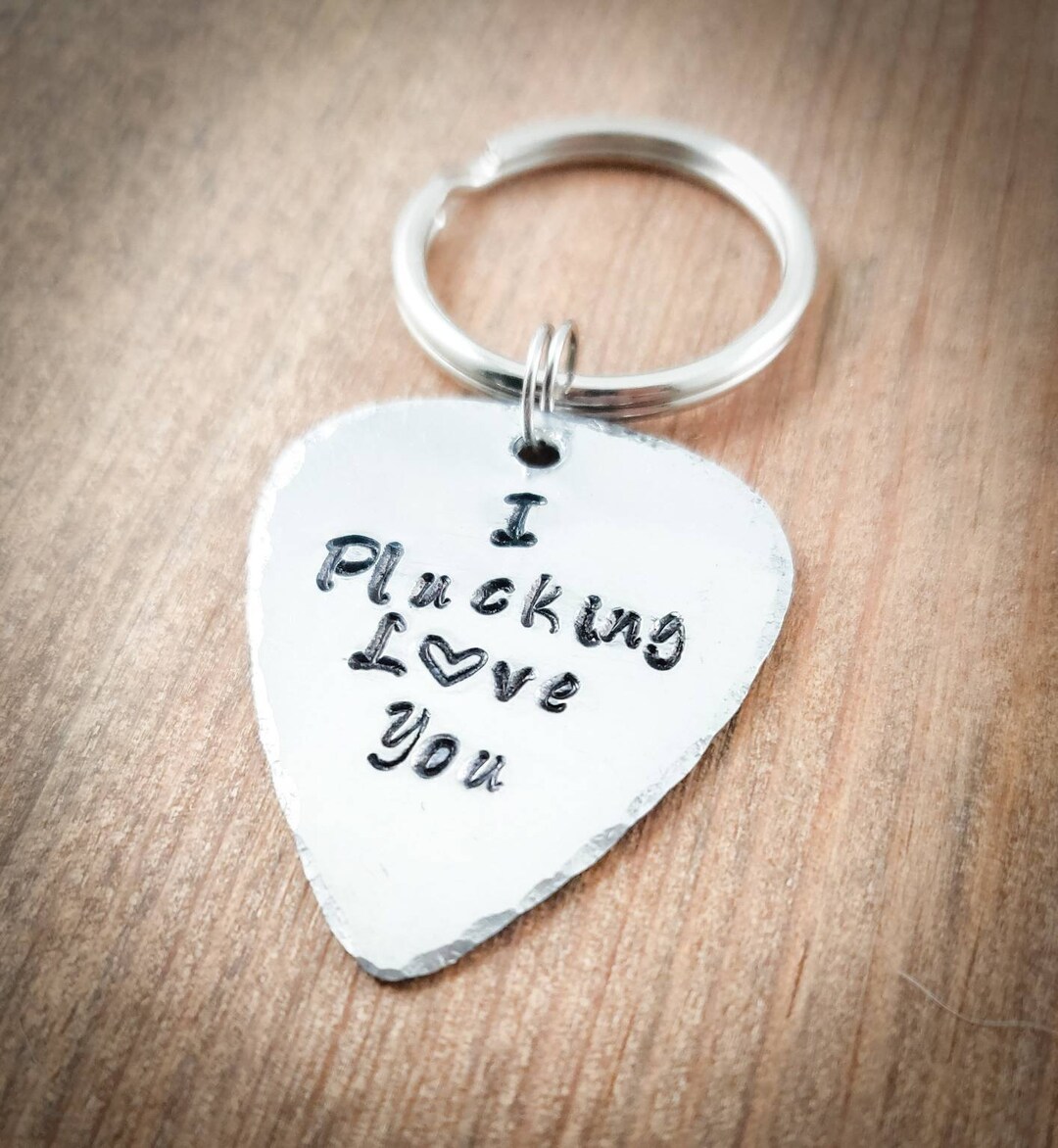 Valentine's Day Gift for Him, Guitar Pic Keychain, I Plucking Love You