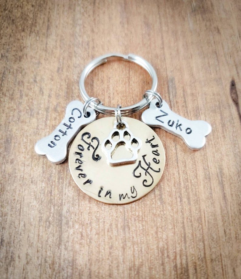 Dog Memorial Keychain Keychain With Dog Names Dog Name Etsy