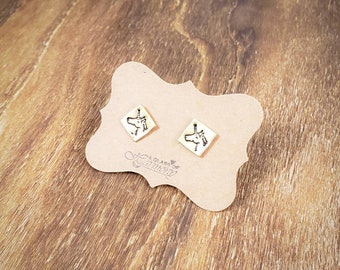 Unicorn Earrings, Unicorn Jewelry, Small Earrings, Dainty Earrings, Hand Stamped Earrings, Unicorn Jewelry, Small Gold Earrings