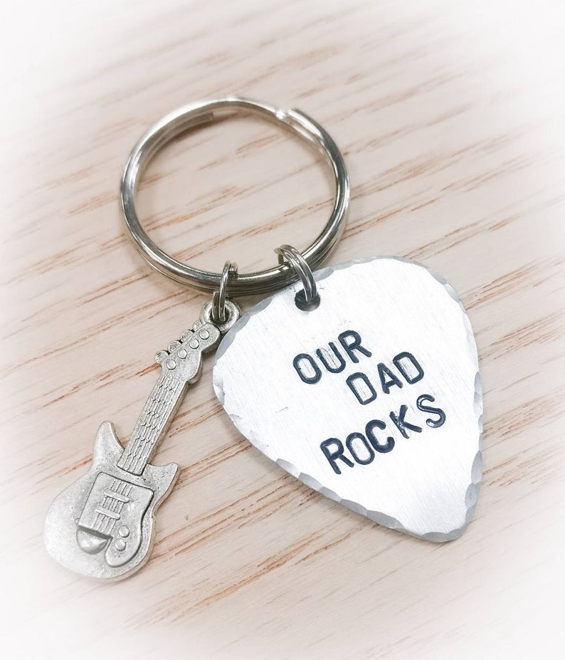 Guitar Pick Gift For Dad Music Keychain for Dad Keychain with Guitar Pick Father/'s Day Keychain Guitar Pick Keychain for Dad