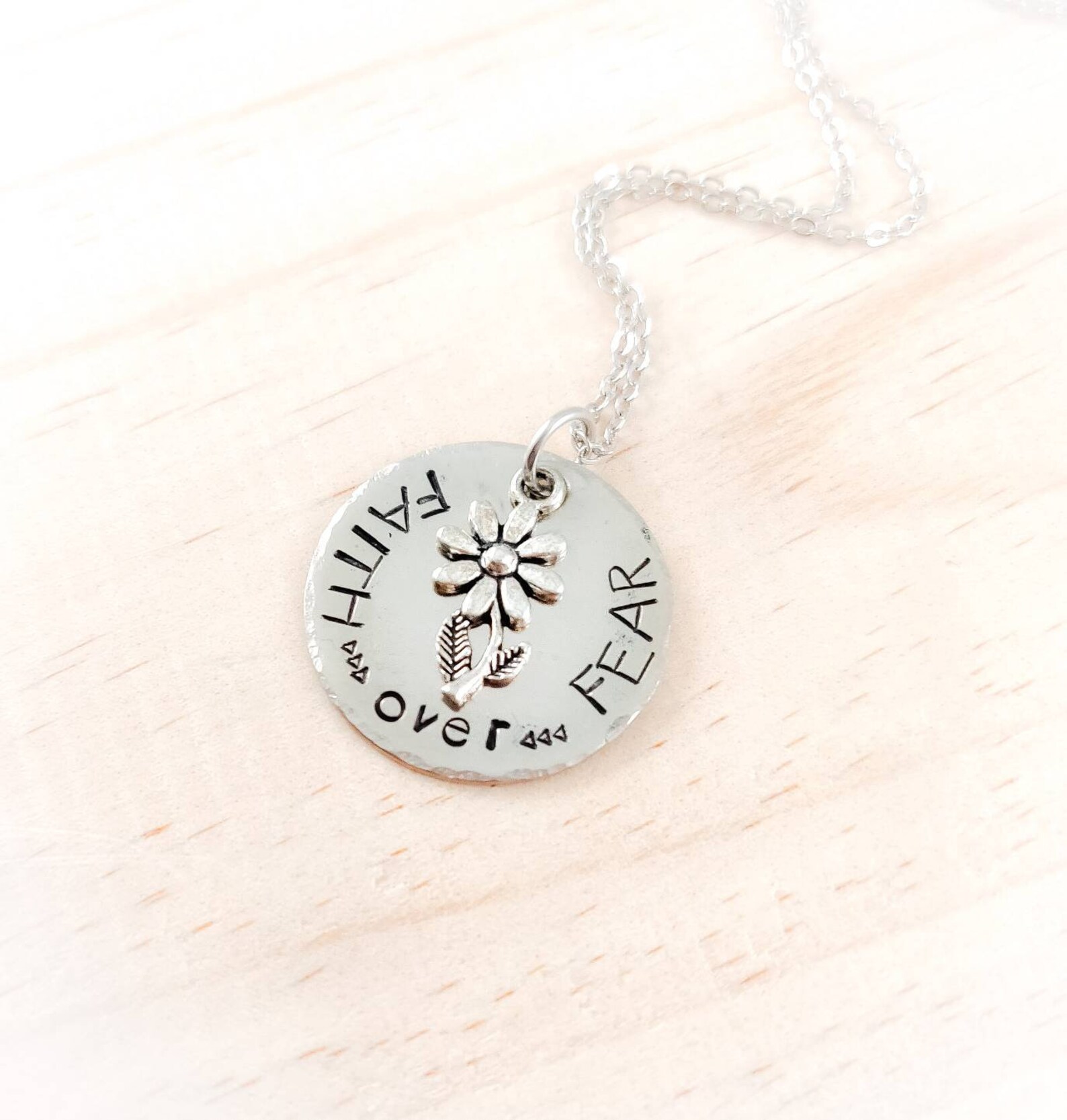 Faith Over Fear Faith Necklace Encouragement Necklace Faith Etsy