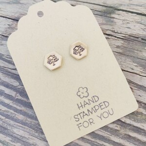 Earrings with Trees, Tree Earrings, Dainty Earrings, Hand Stamped Earrings, Tree Jewelry, Small Gold Earrings, Nature Jewelry