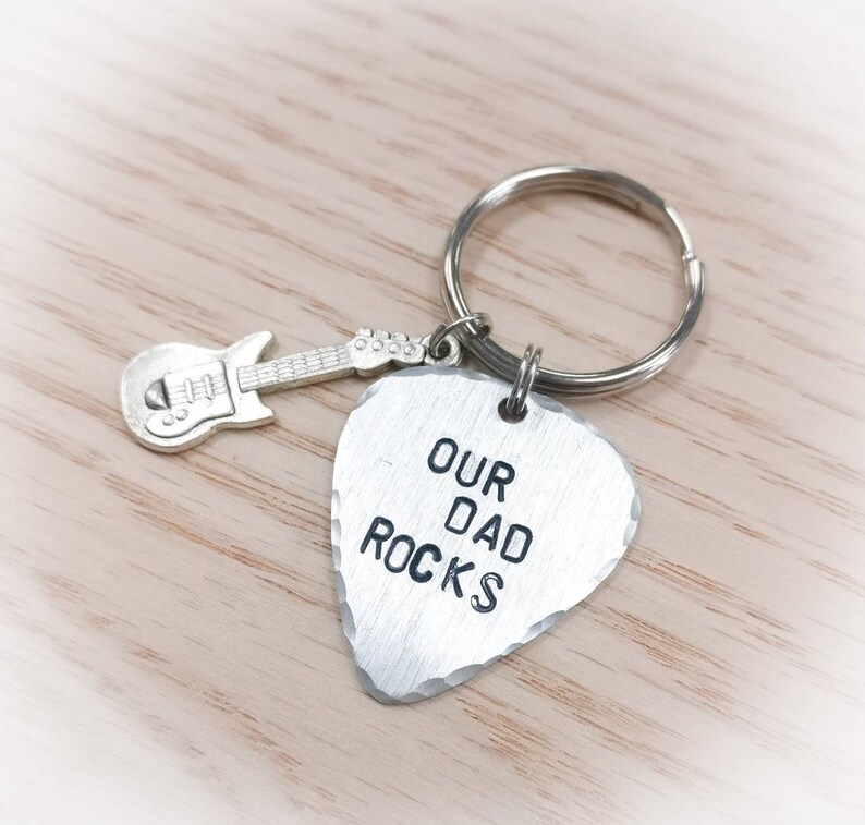 Guitar Pick Gift For Dad Music Keychain for Dad Keychain with Guitar Pick Father/'s Day Keychain Guitar Pick Keychain for Dad