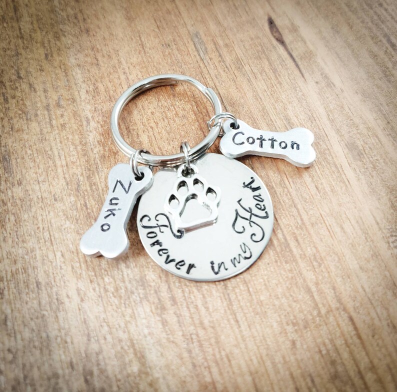 Dog Memorial Keychain Keychain With Dog Names Dog Name Etsy