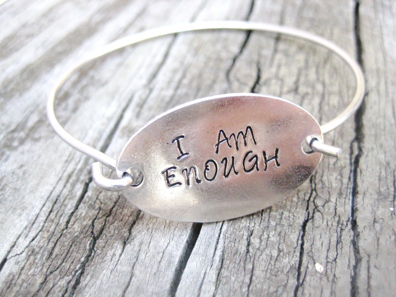 I AM ENOUGH Bracelet Inspirational bracelet Hand Stamped Etsy