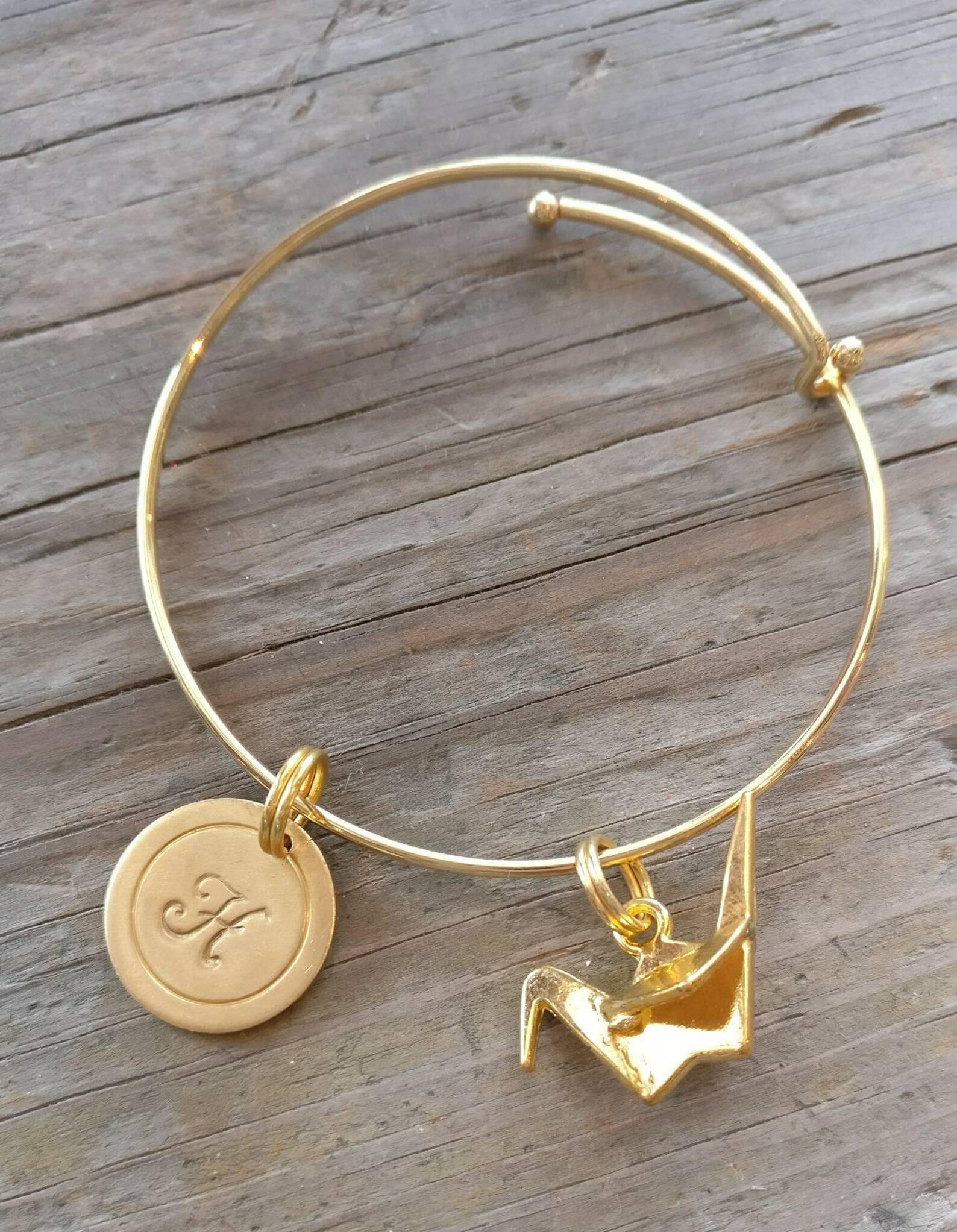 Custom Initial Charm Bangle