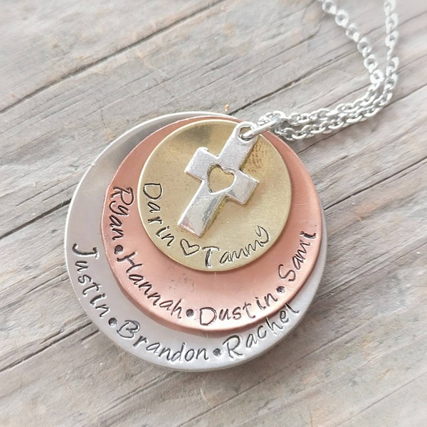 Mom necklace with kids names, Gift for Mom, Mom Gift, Cross Necklace for Mom, Mom Gift with Kids Names, Gift for Mom with Kids Names