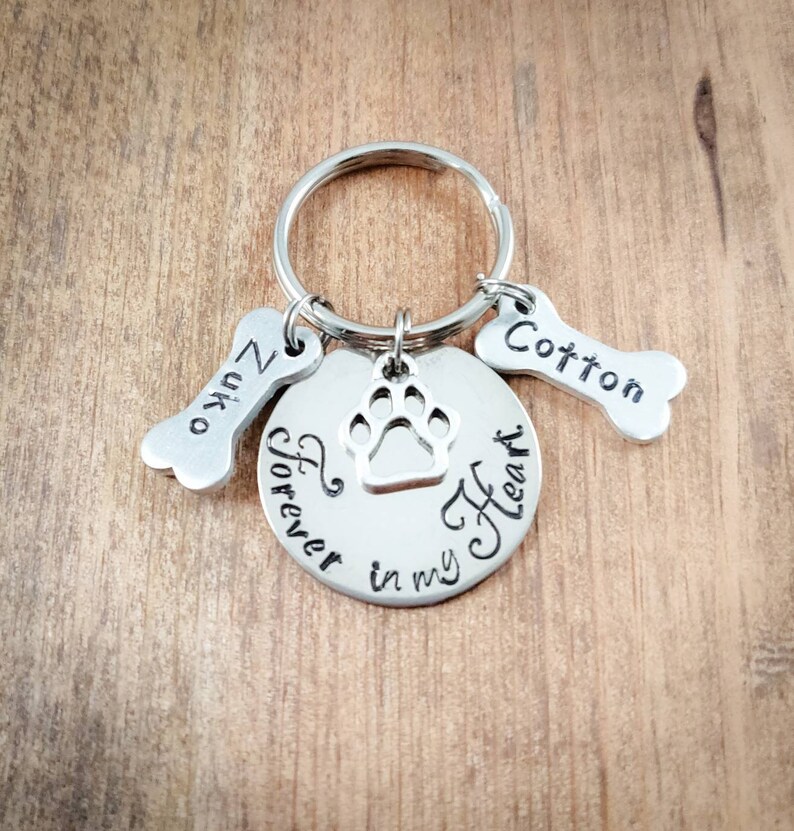 Dog Memorial Keychain Keychain With Dog Names Dog Name Etsy