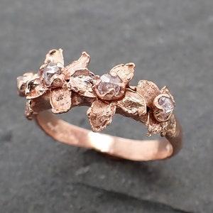 Real Flower and Pink Diamond 14k Rose gold multi stone Enchanted Garden Floral Ring byAngeline 2499 image 1