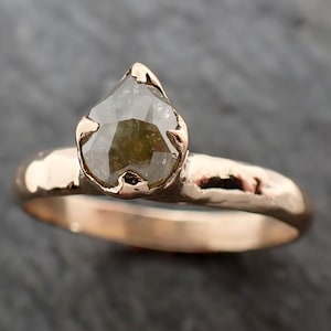 Fancy cut Champagne Diamond Solitaire Engagement 14k Yellow Gold Wedding Ring byAngeline 2852